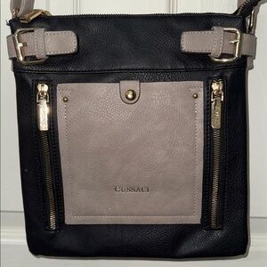 Gussaci Black and Beige Crossbody Bag